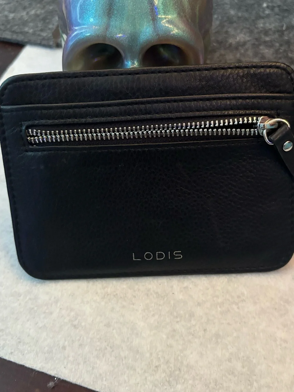 Lodis Black Pebbled Leather Card